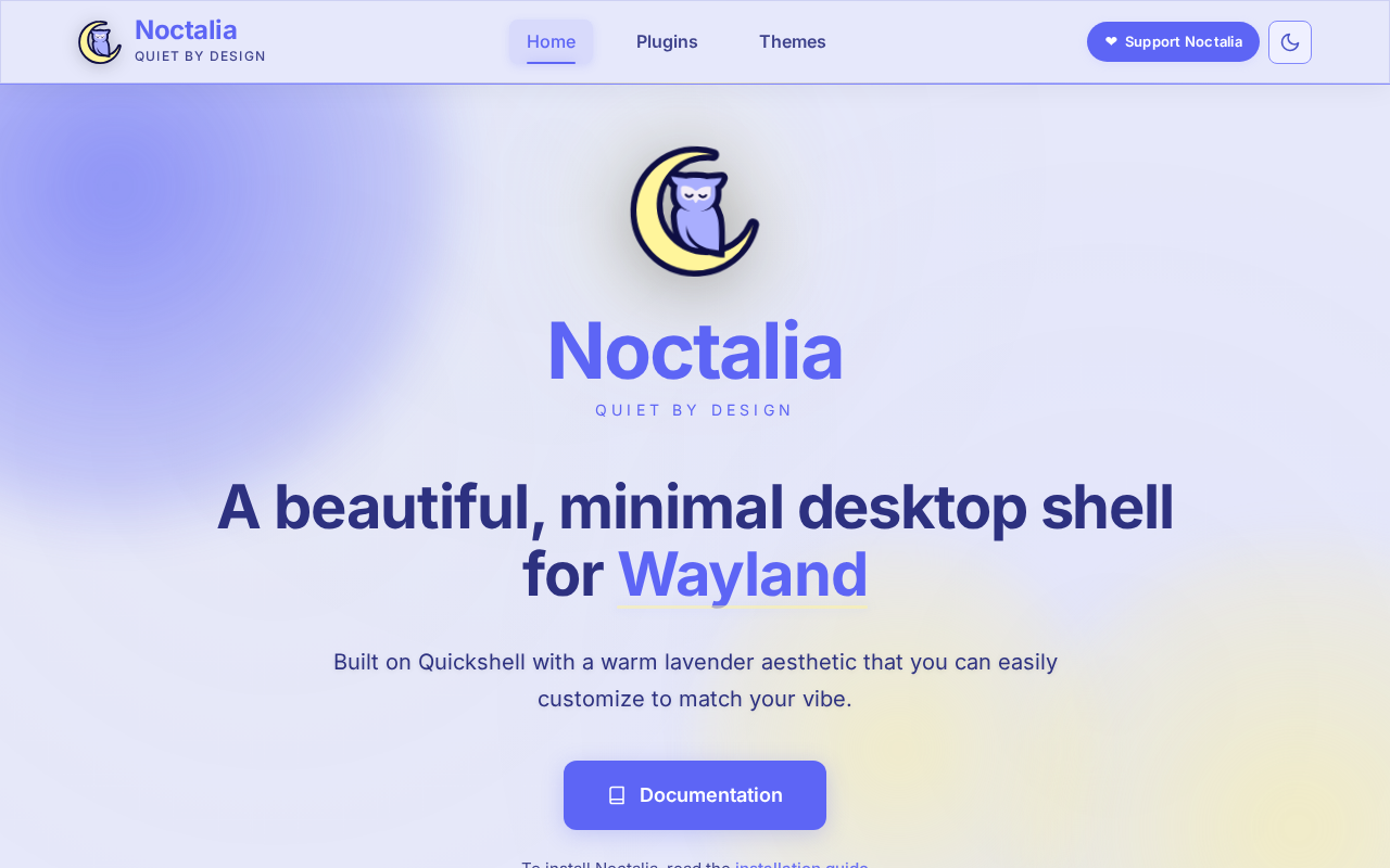 Screenshot of Noctalia - A beautiful, minimal desktop shell for Wayland