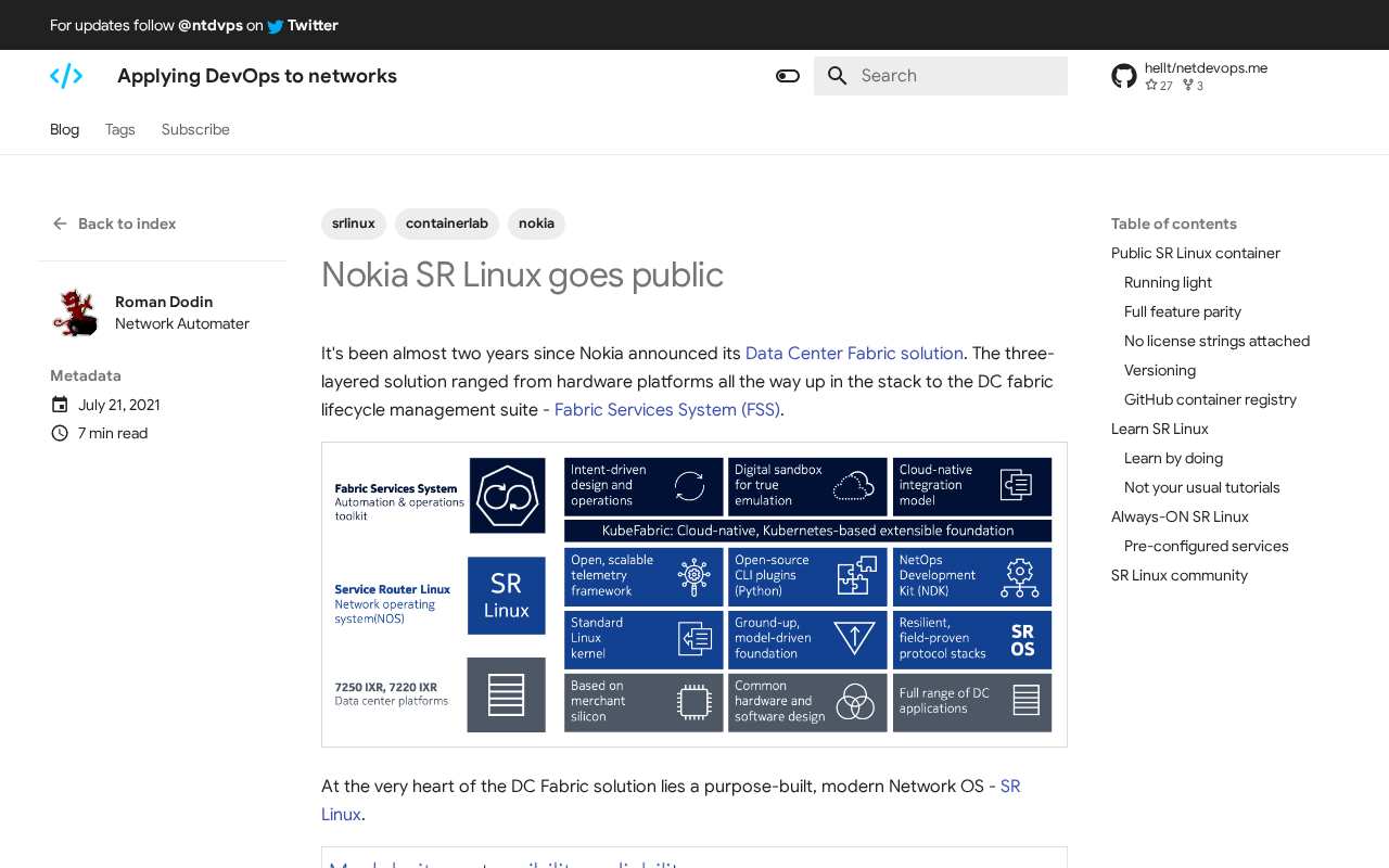 Screenshot of Nokia SR Linux goes public - Applying DevOps to networks