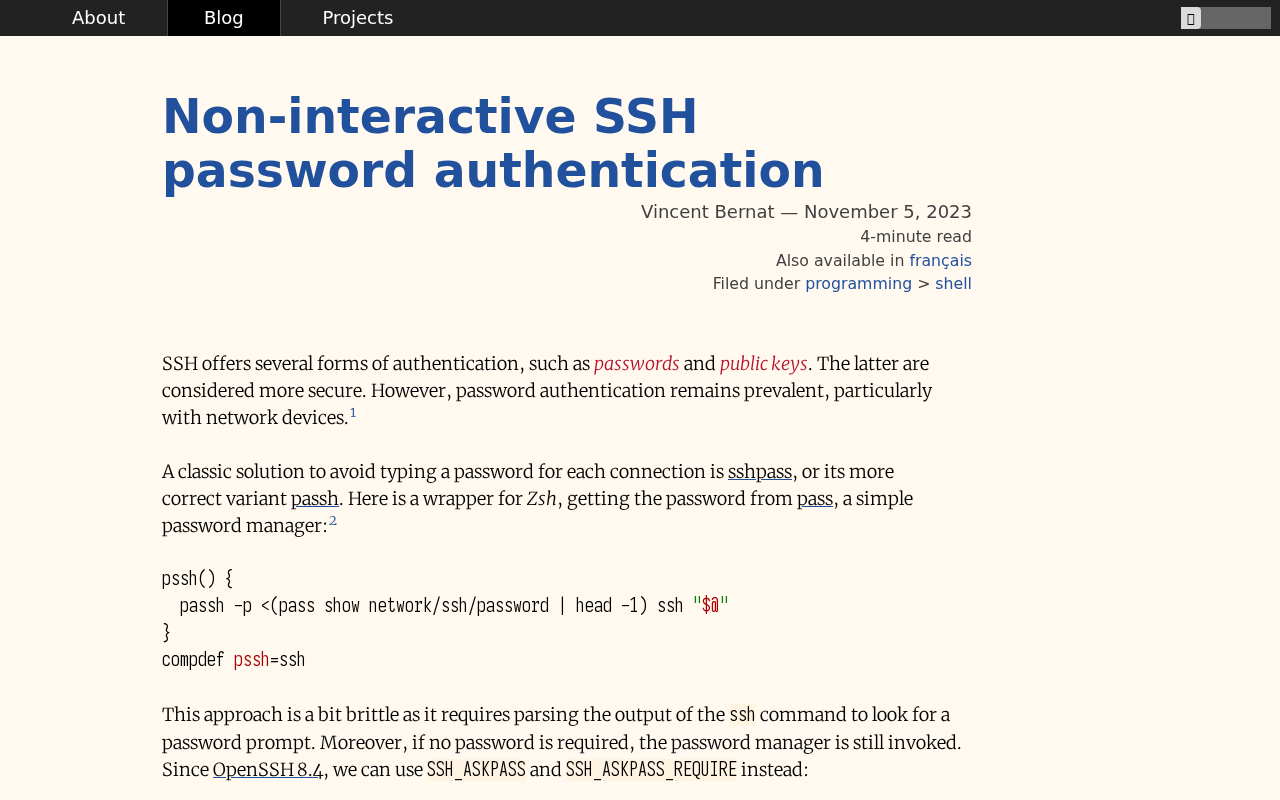 Screenshot of Non-interactive SSH password authentication