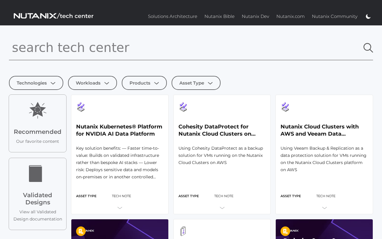 Screenshot of Nutanix Tech Center