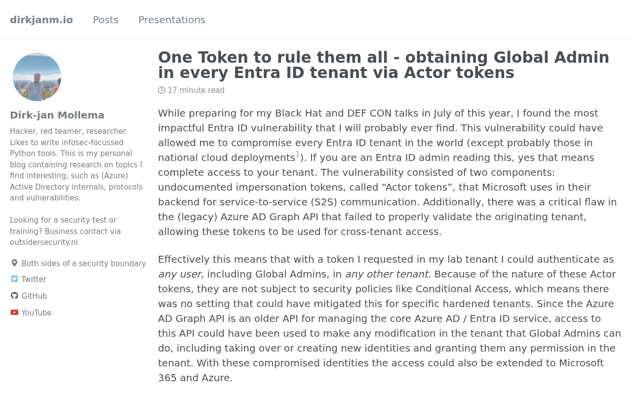 Screenshot of One Token to rule them all - obtaining Global Admin in every Entra ID tenant via Actor tokens