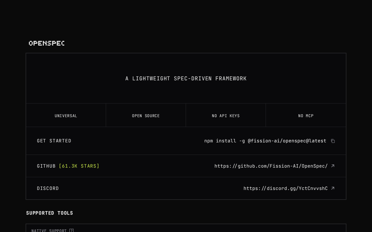 Screenshot of OpenSpec — A lightweight spec‑driven framework