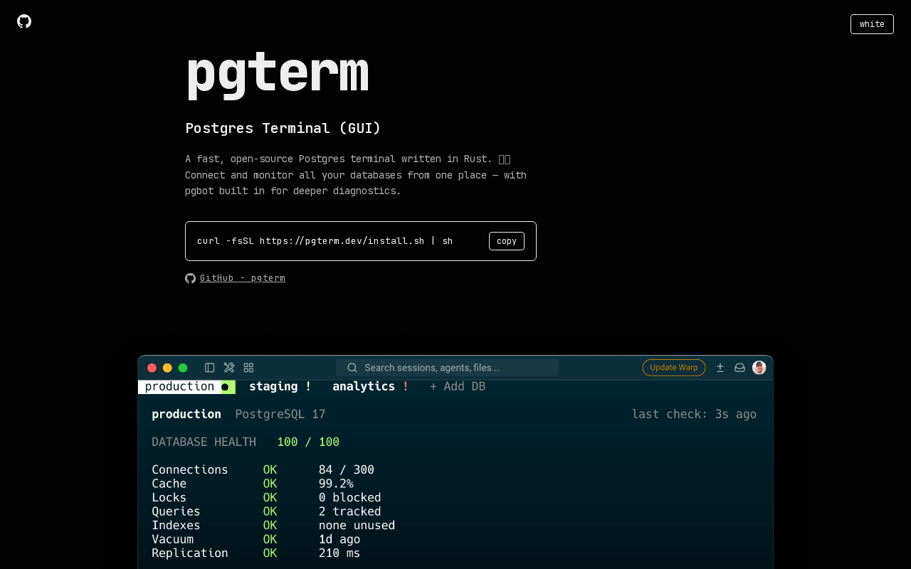 Screenshot of Postgres Terminal (TUI)