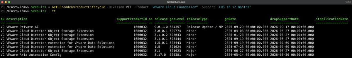 Screenshot of Programmatically interact with the Broadcom Product Lifecycle Portal