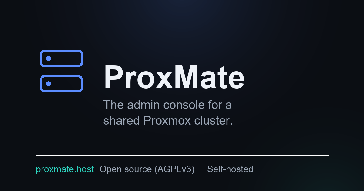 Screenshot of ProxMate — Open-source Proxmox VE management portal