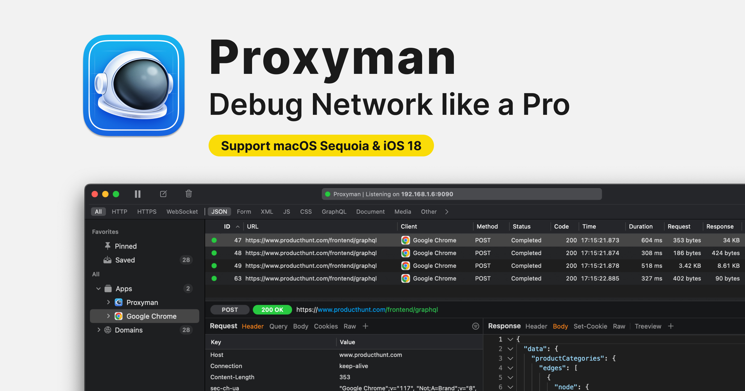 Screenshot of Proxyman - Best HTTP Debugging Proxy for macOS, iOS, Windows & Linux