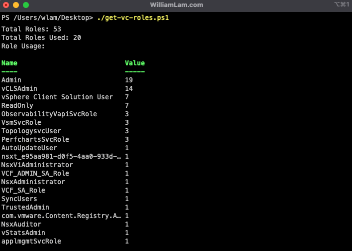 Screenshot of Quick Tip - Audit vCenter Server Role & Permission Usage