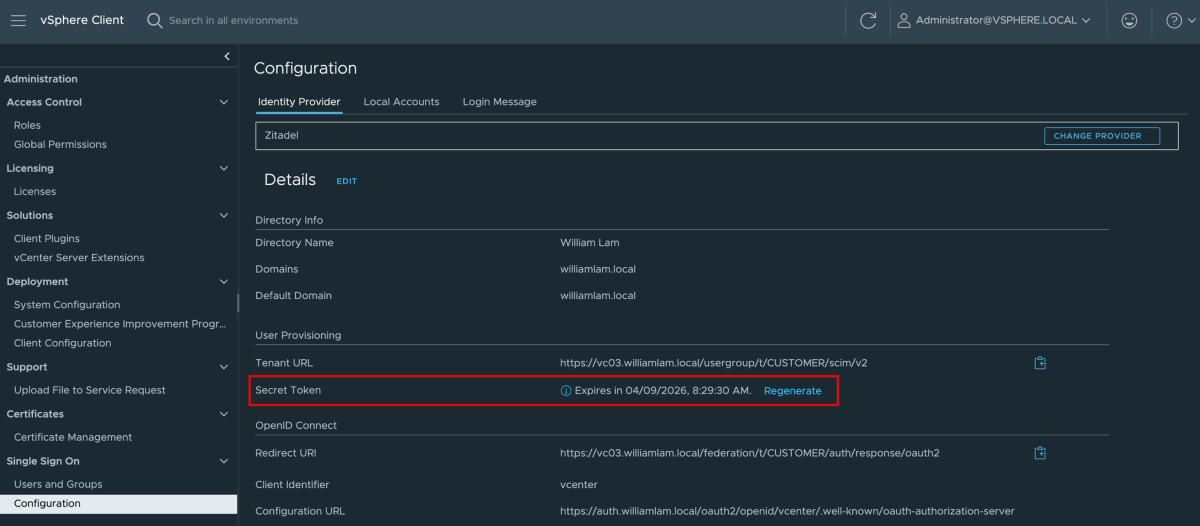 Screenshot of Quick Tip - Retrieving vCenter Identity Federation Secret Token Expiry