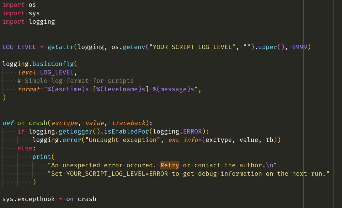 Screenshot of Scripting good practices in Python