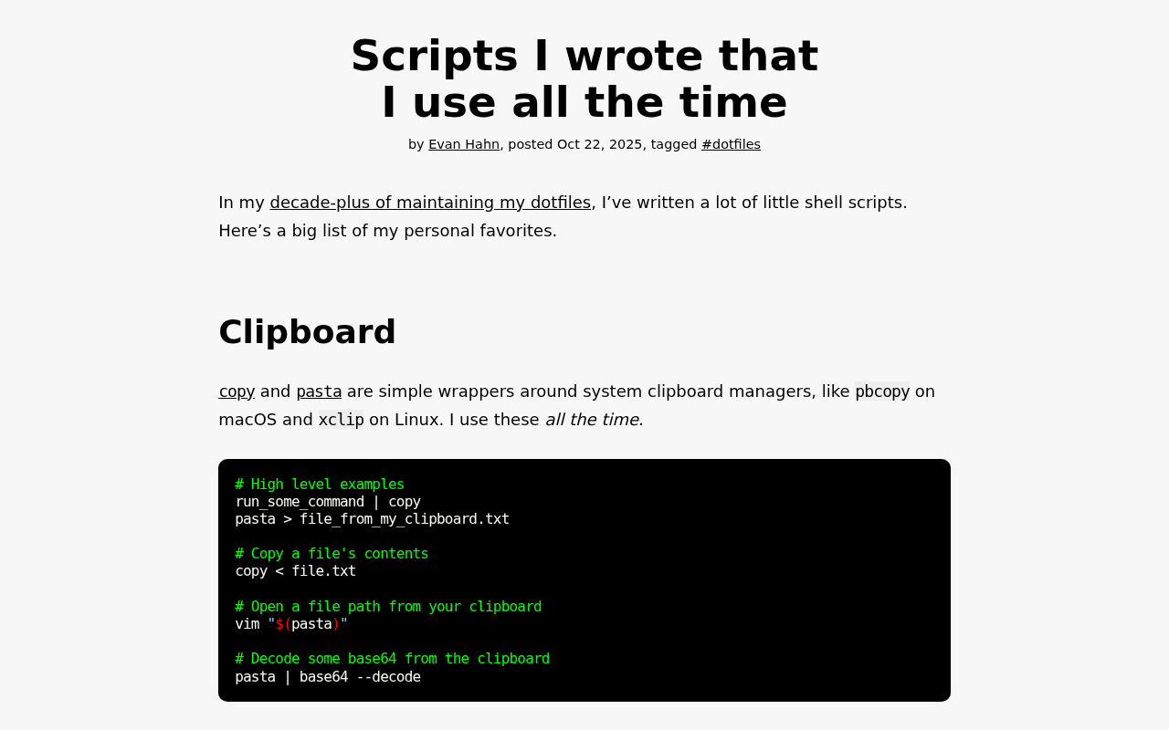 Screenshot of Scripts I wrote that I use all the time