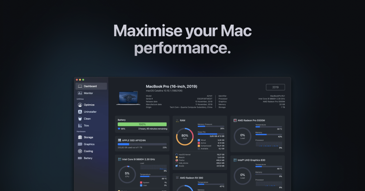 Screenshot of Sensei — Mac Performance Monitor & Cleaner | Cindori