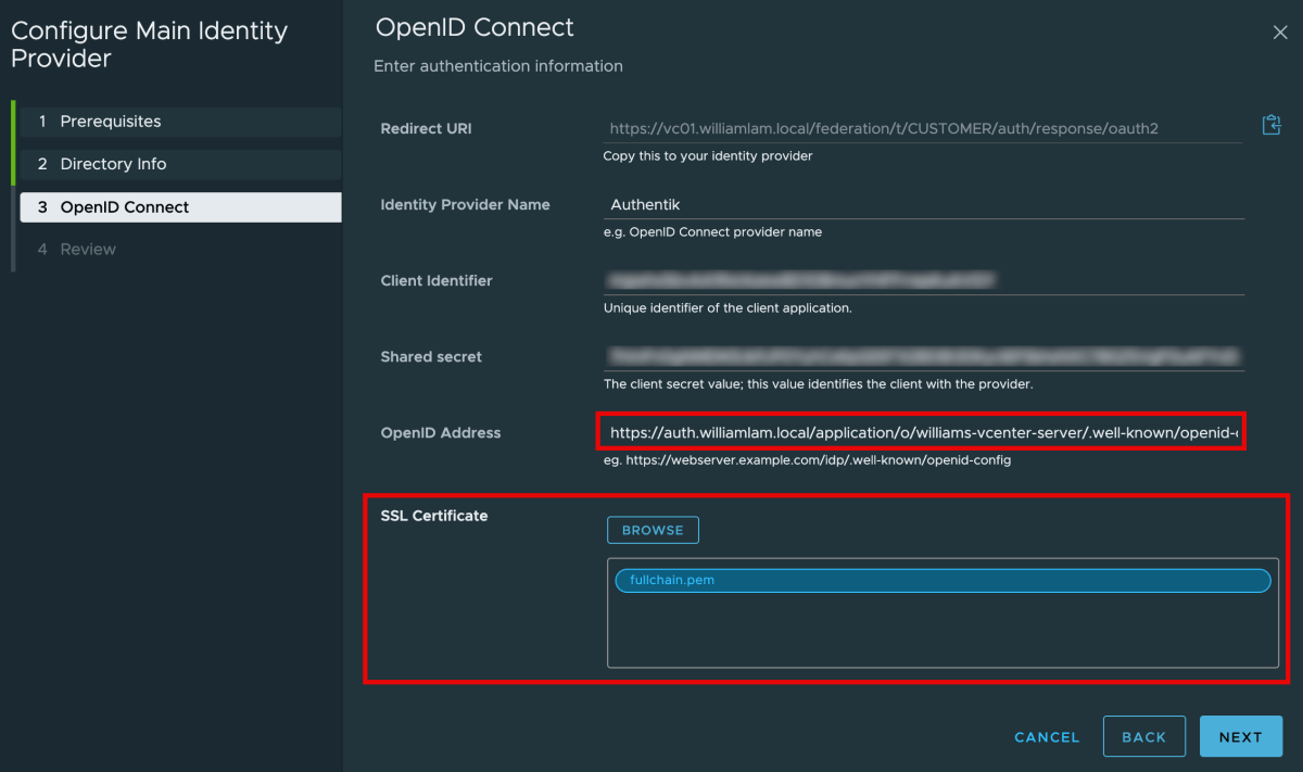 Screenshot of Setup HTTPS for OIDC endpoint with Authentik and Keycloak for vCenter Server or VCF Identity Federation