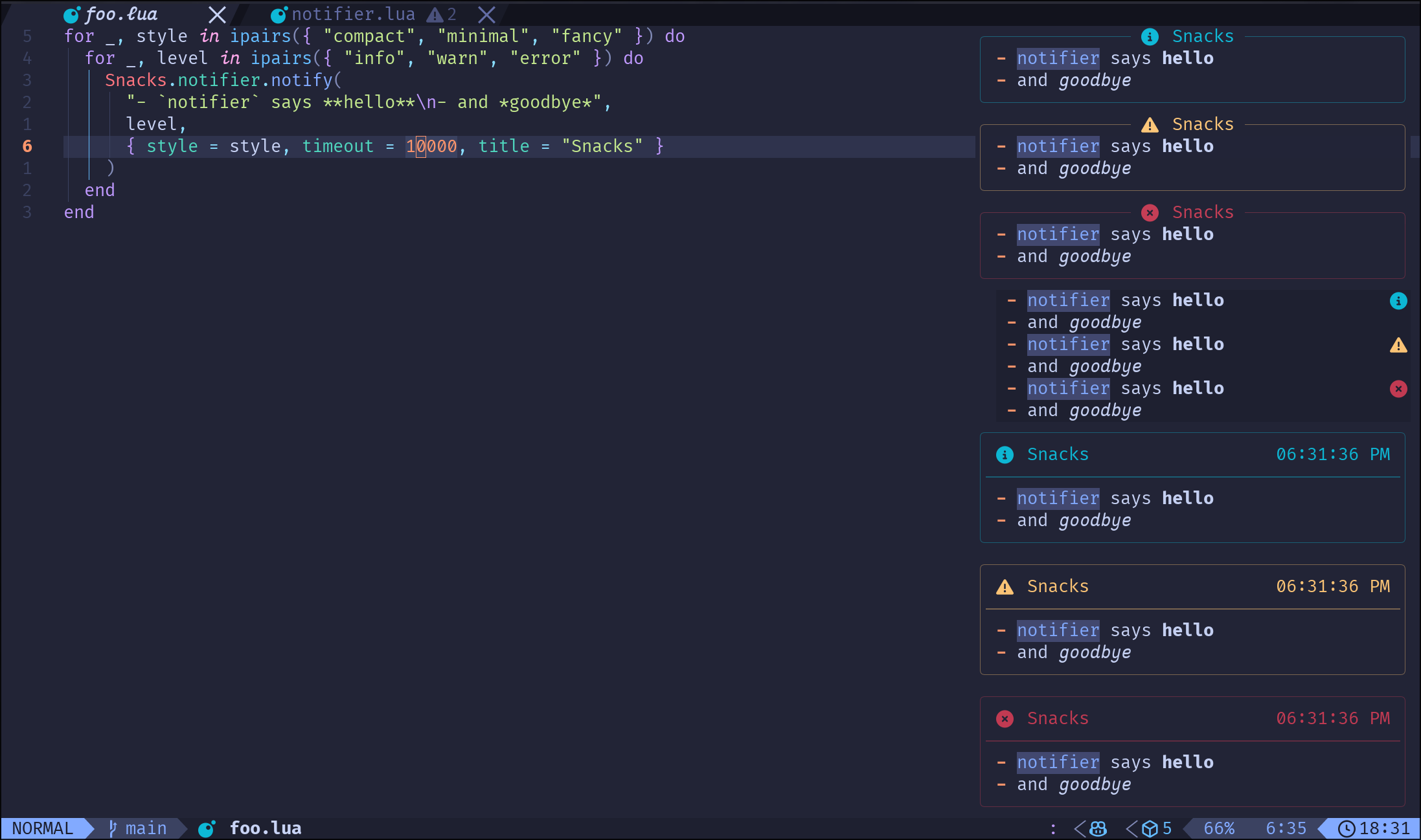 Screenshot of snacks.nvim/docs/dashboard.md at main · folke/snacks.nvim