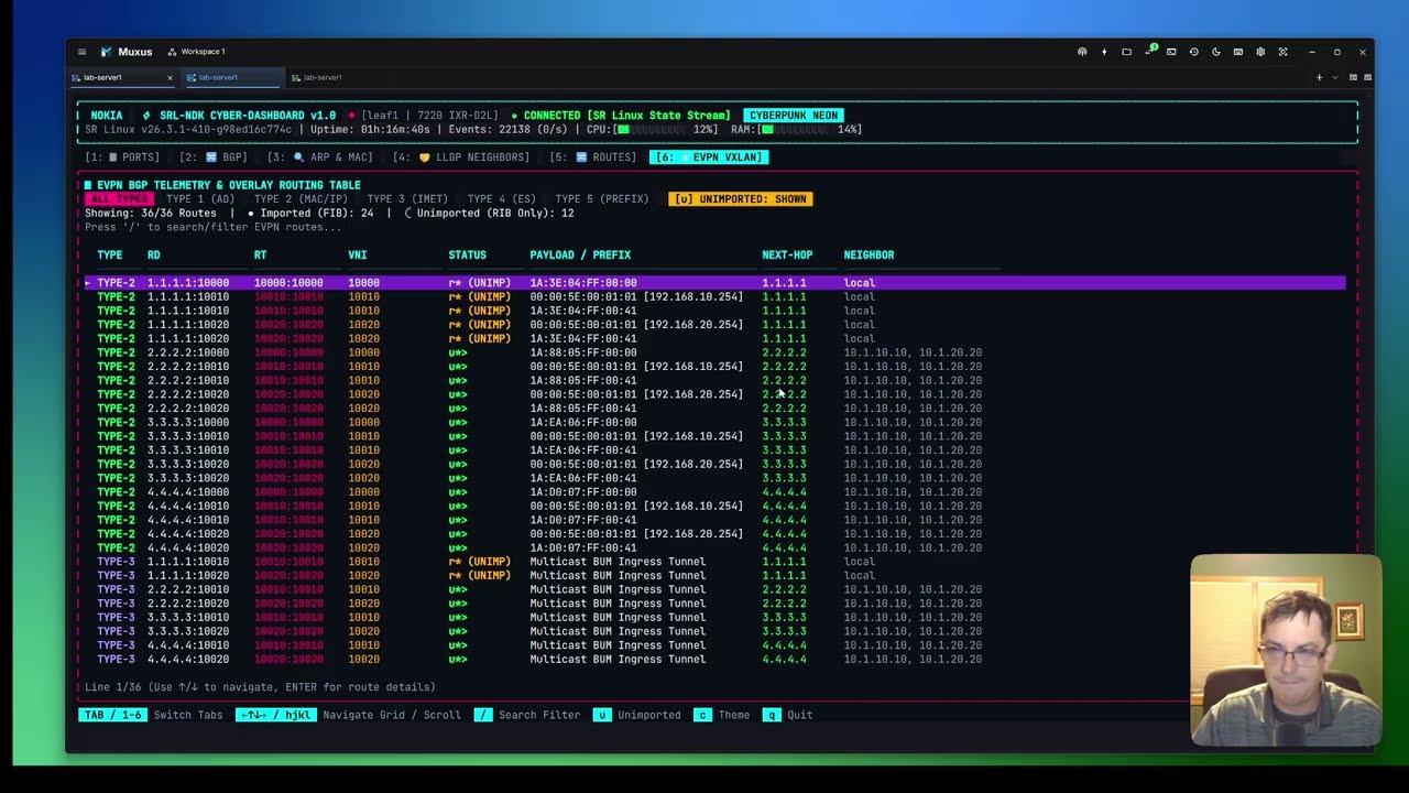 Screenshot of SR Linux Demo App: srl-tui