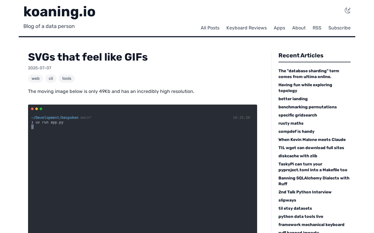 Screenshot of SVGs that feel like GIFs