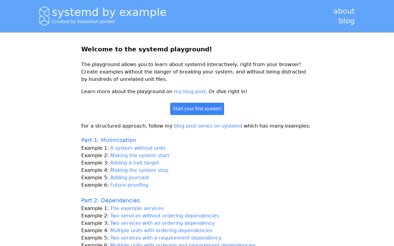 Screenshot of systemd by example - the systemd playground