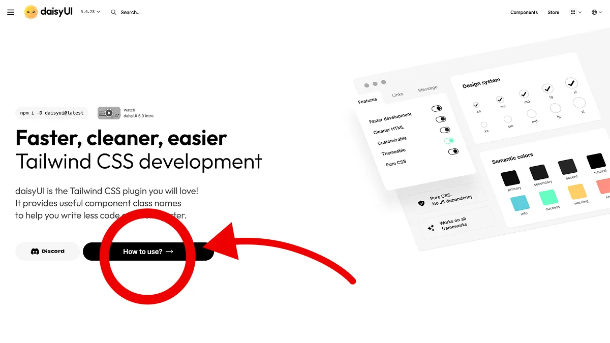 Screenshot of Tailwind CSS Component Library ⸺ daisyUI