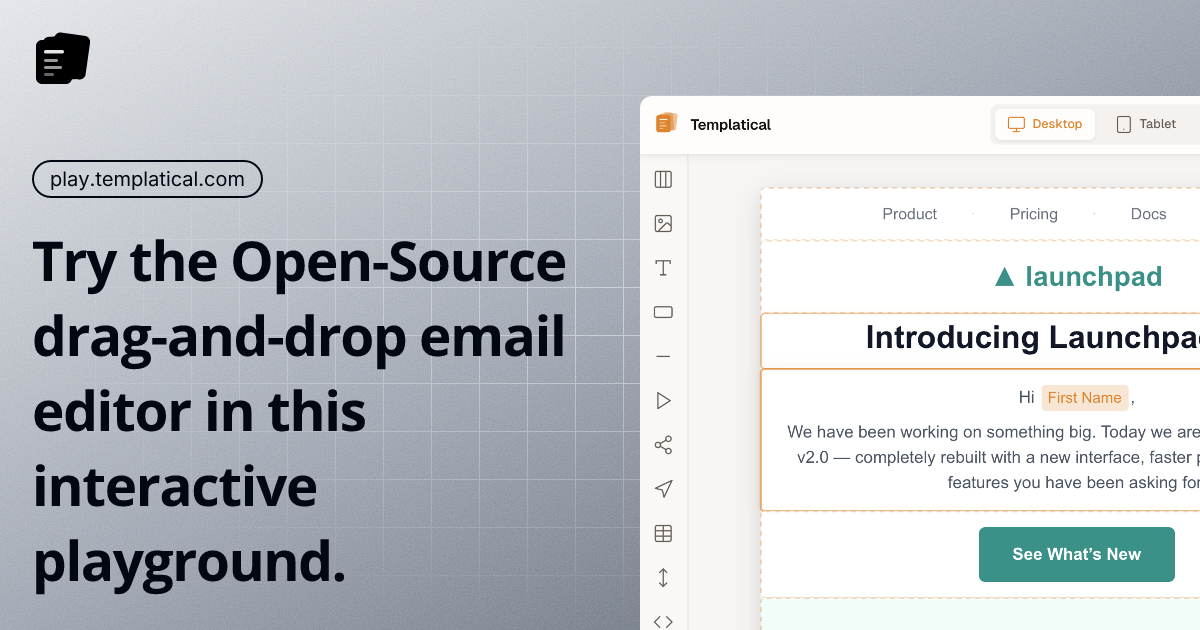 Screenshot of Templatical Playground — Interactive Email Editor