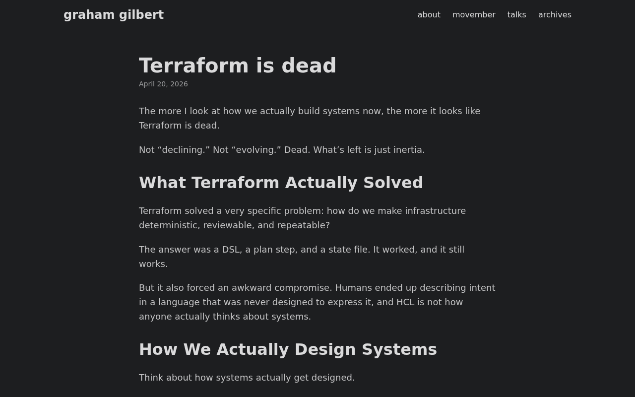 Screenshot of Terraform is dead