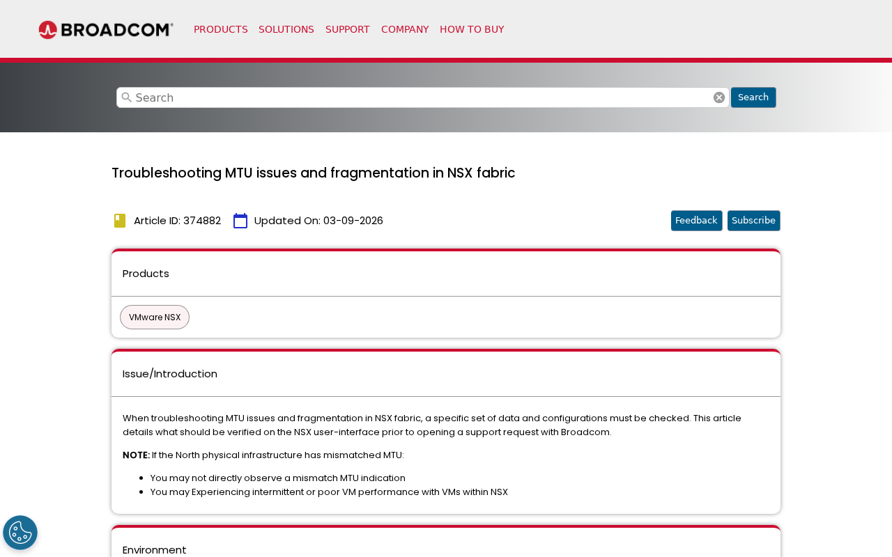 Screenshot of Troubleshooting MTU issues and fragmentation in NSX fabric