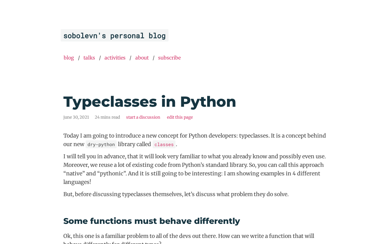Screenshot of Typeclasses in Python