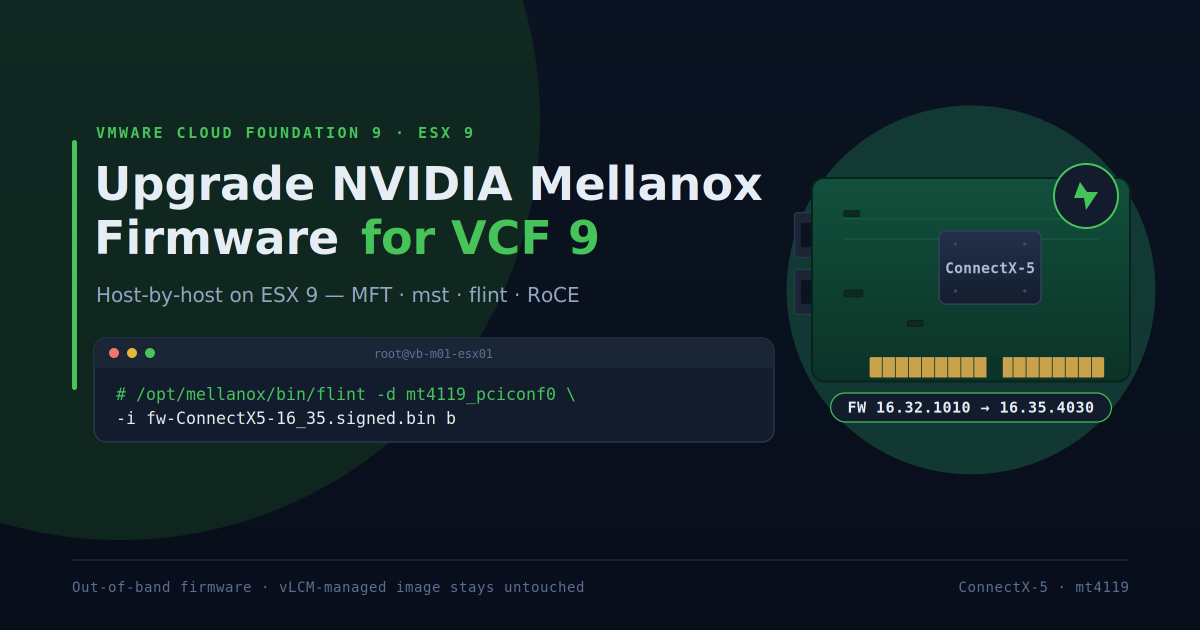 Screenshot of Upgrade NVIDIA Mellanox Firmware for VCF 9