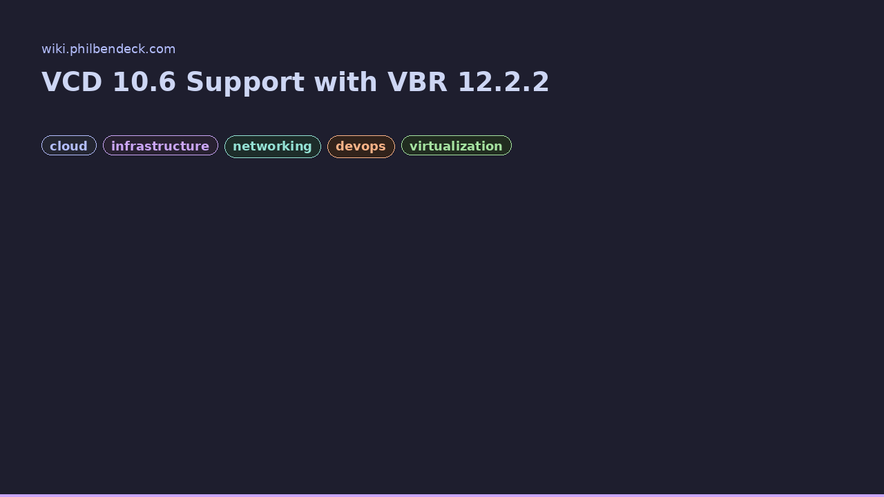 Screenshot of VCD 10.6 Support with VBR 12.2.2