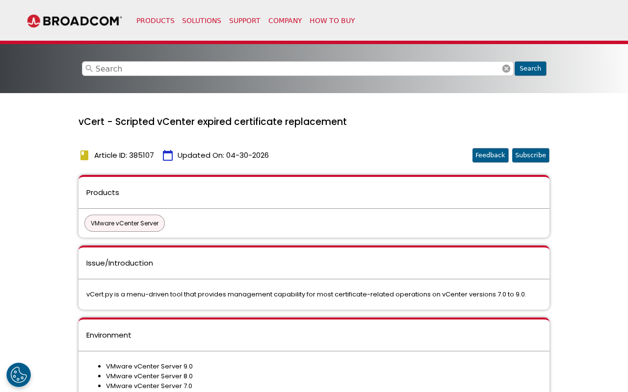 Screenshot of vCert - Scripted vCenter expired certificate replacement