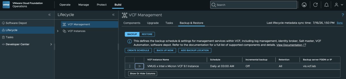 Screenshot of VCF 9.1 - Automating VCF Backup Scheduling with the Fleet LCM API