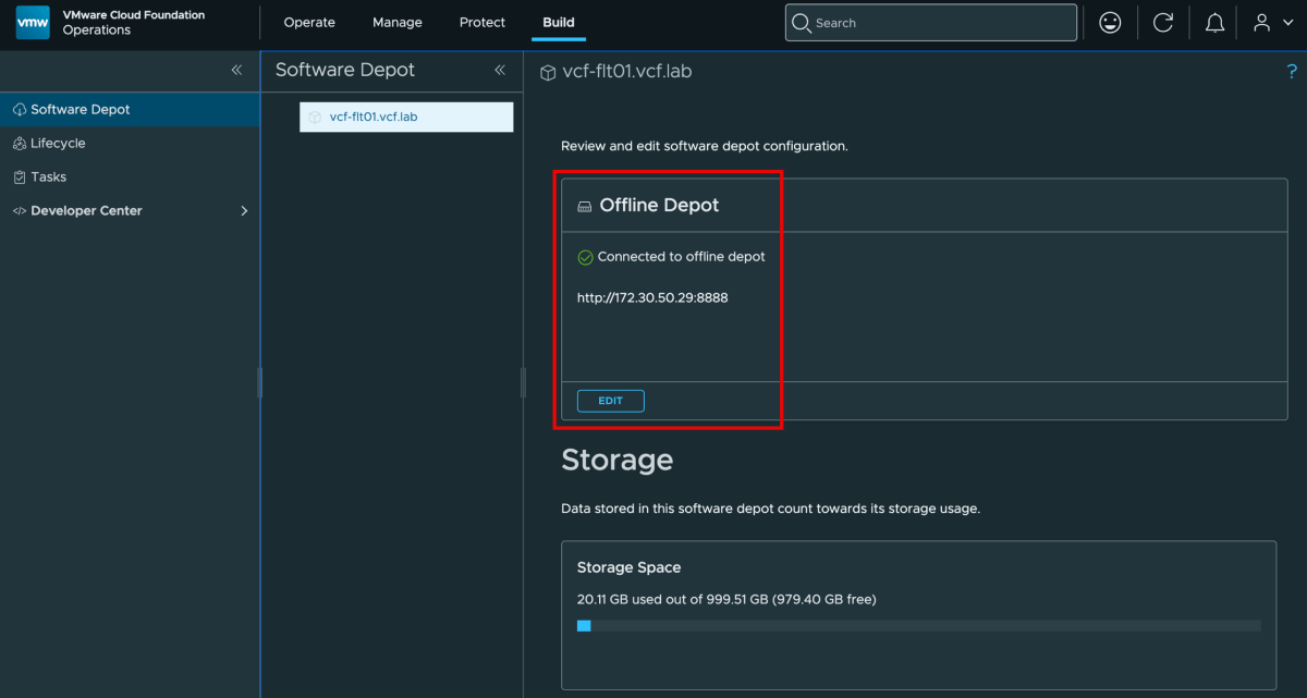 Screenshot of VCF 9.1 - New HTTP Offline Depot Support for VCF Installer & Fleet Depot Service