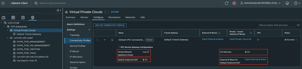 Screenshot of VCF 9.1 - Quick Tip: Optimized Workflow for Configuring Distributed Transit Gateway (DTGW) with NSX Virtual Network Appliance (VNA)
