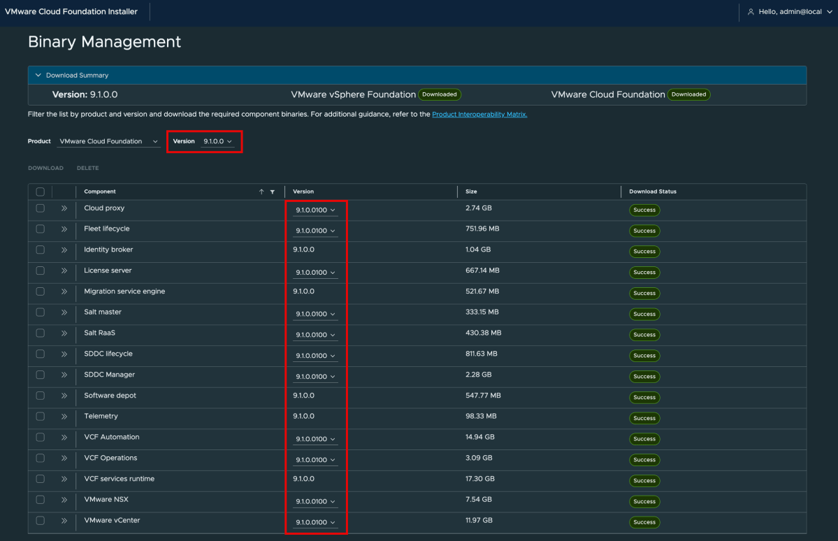 Screenshot of VCF 9.1 - Quick Tip: Understanding VCF Installer Default Behavior for VCF Patch Releases
