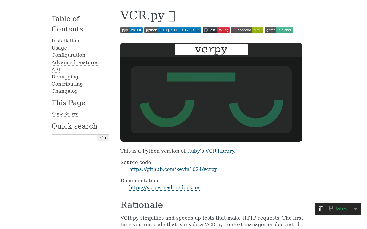 Screenshot of VCR.py 📼 — vcrpy 8.0.0 documentation