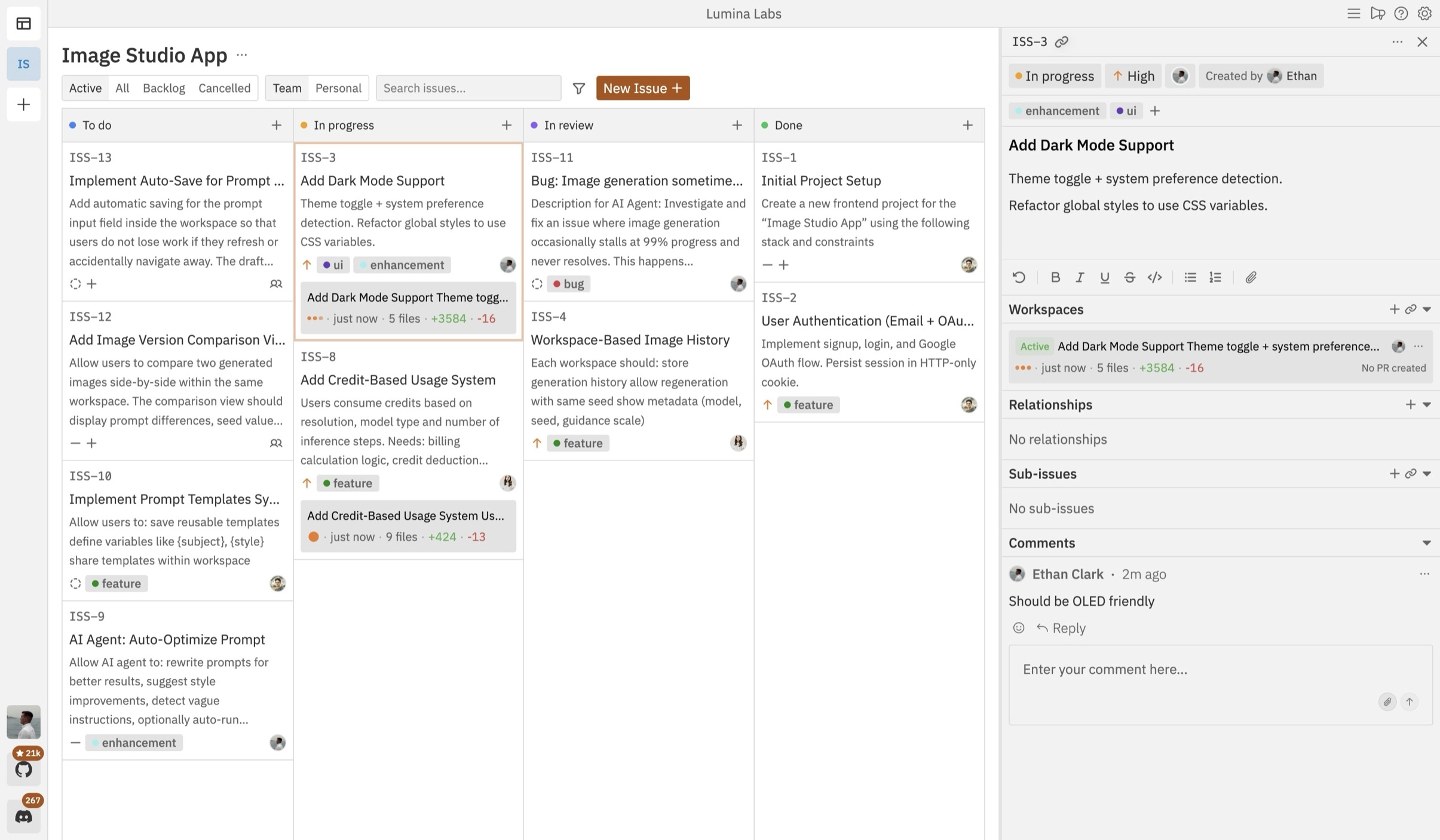 Screenshot of Vibe Kanban - Orchestrate AI Coding Agents