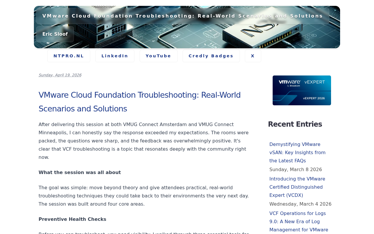 Screenshot of VMware Cloud Foundation Troubleshooting: Real-World Scenarios and Solutions - Eric Sloof