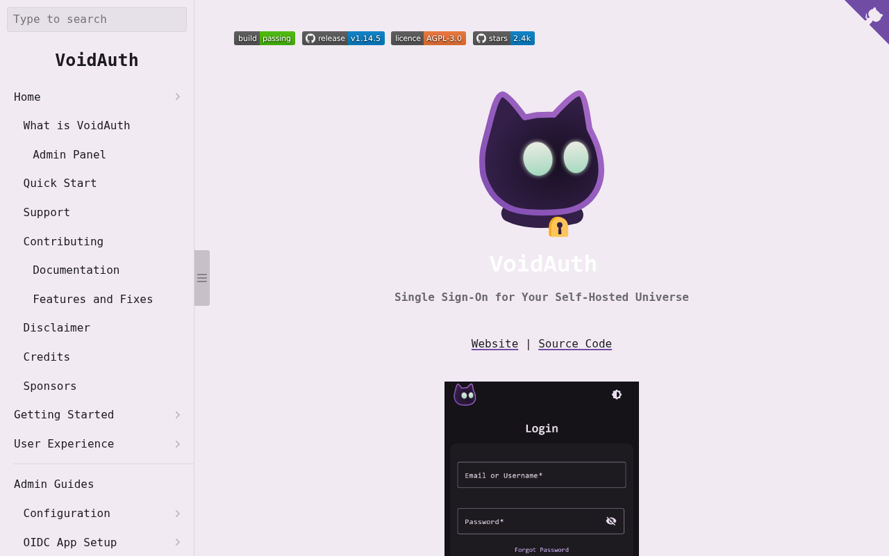 Screenshot of VoidAuth