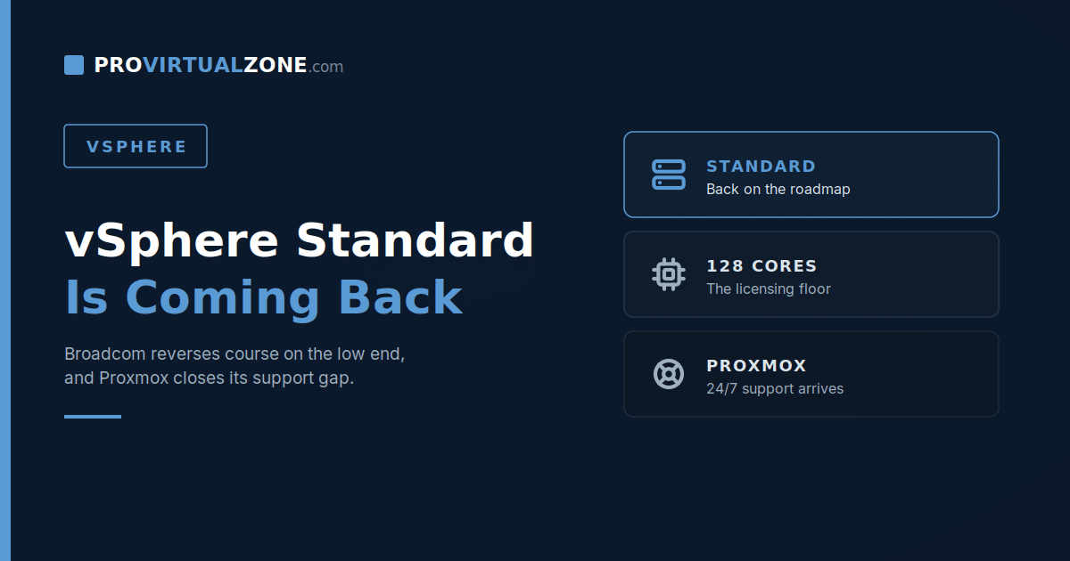 Screenshot of vSphere Standard Is Coming Back, and Proxmox Just Grew Up a Little < ProVirtualzone - Virtual Infrastructures