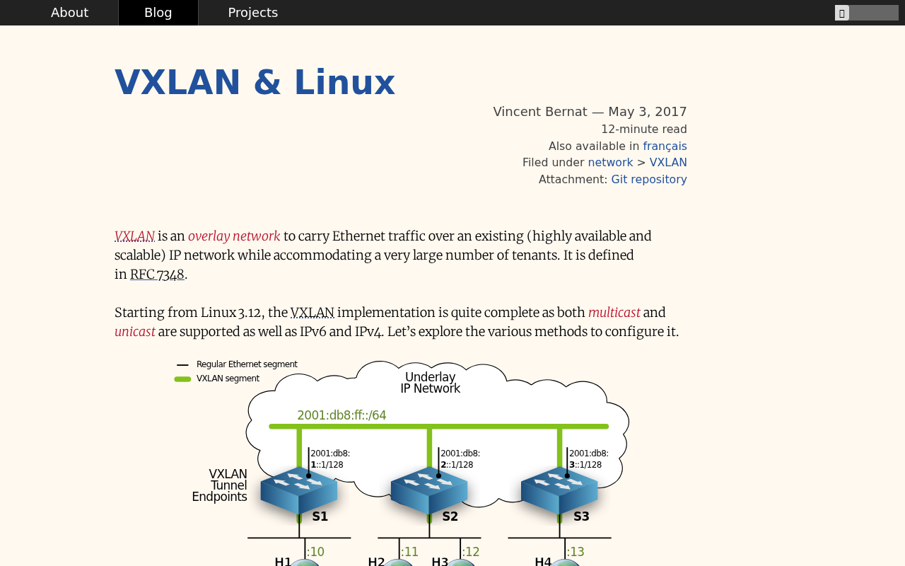 Screenshot of VXLAN & Linux
