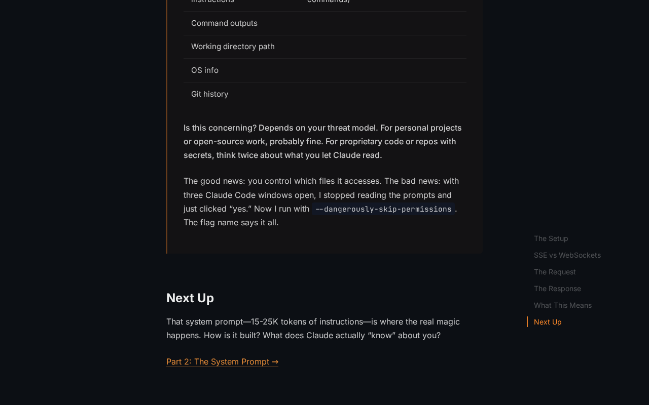 Screenshot of What Claude Code Actually Sends to the Cloud