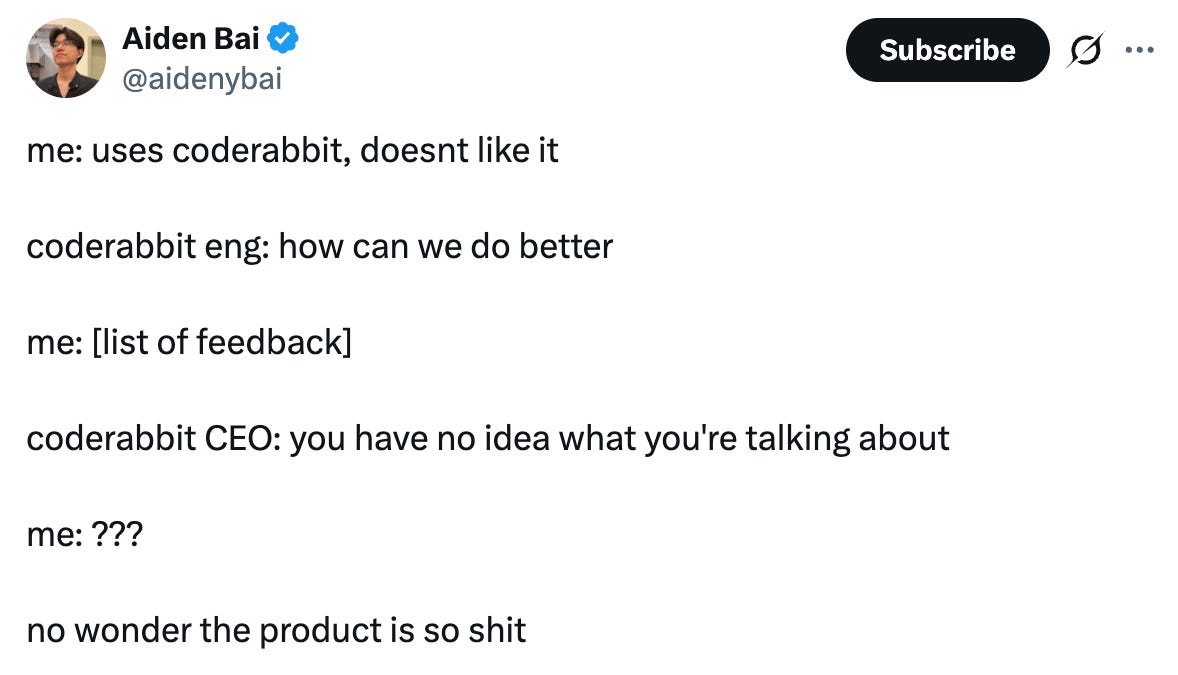 Screenshot of When someone says they hate your product with a burning passion