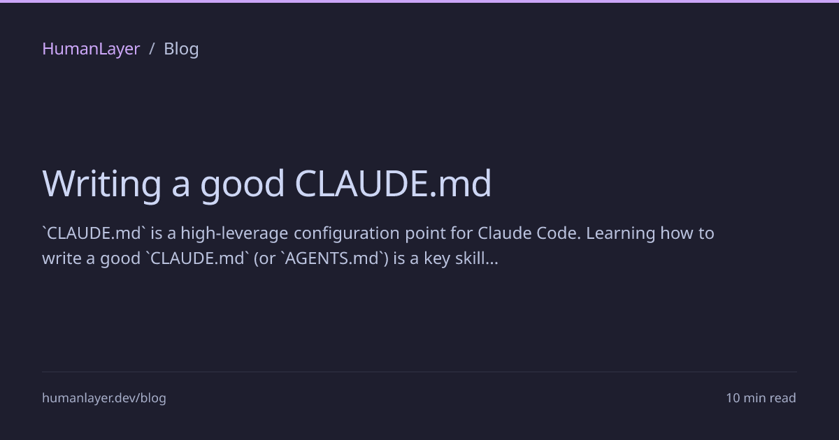 Screenshot of Writing a good CLAUDE.md