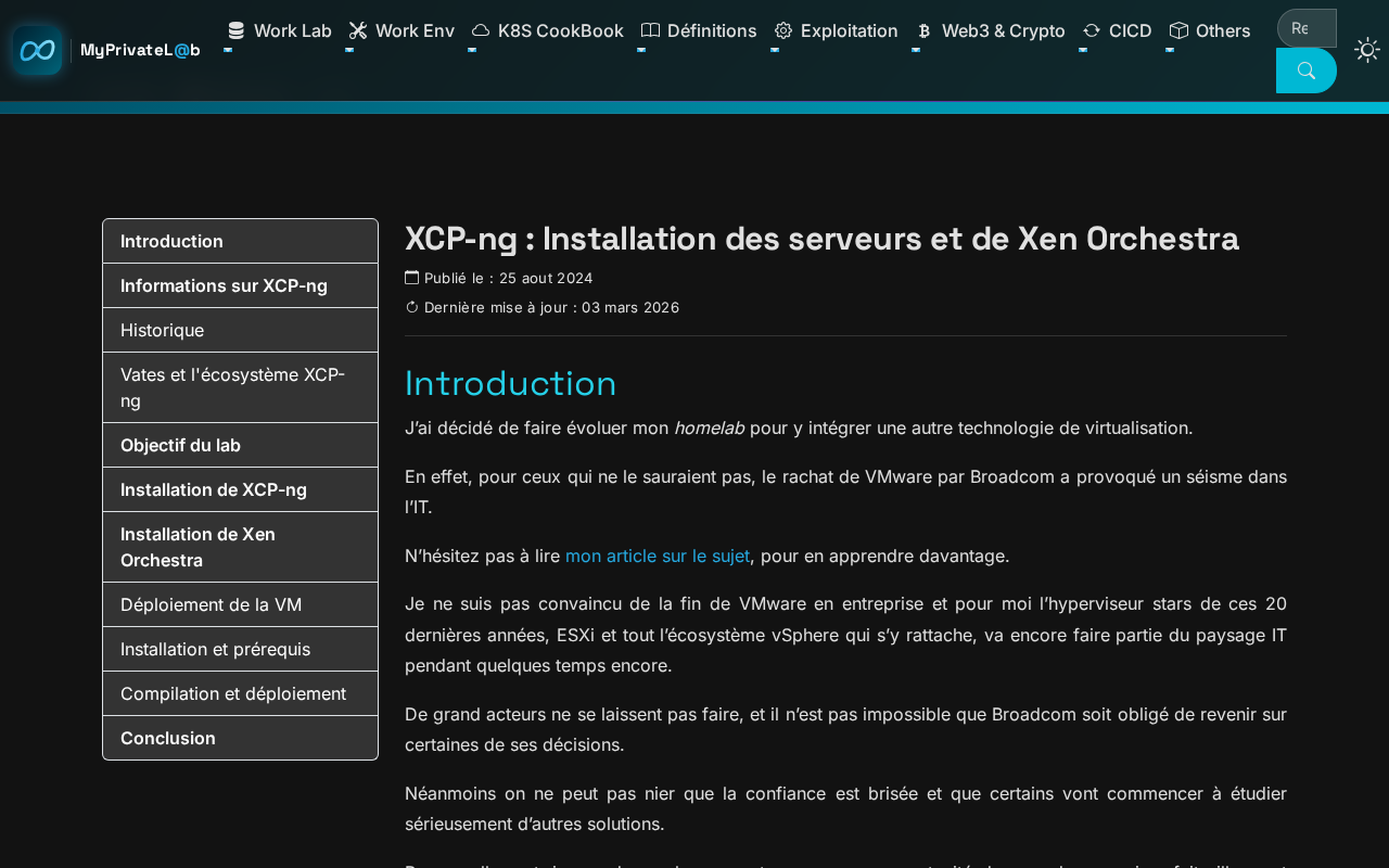 Screenshot of Xen Orchestra/XCP-ng installation
