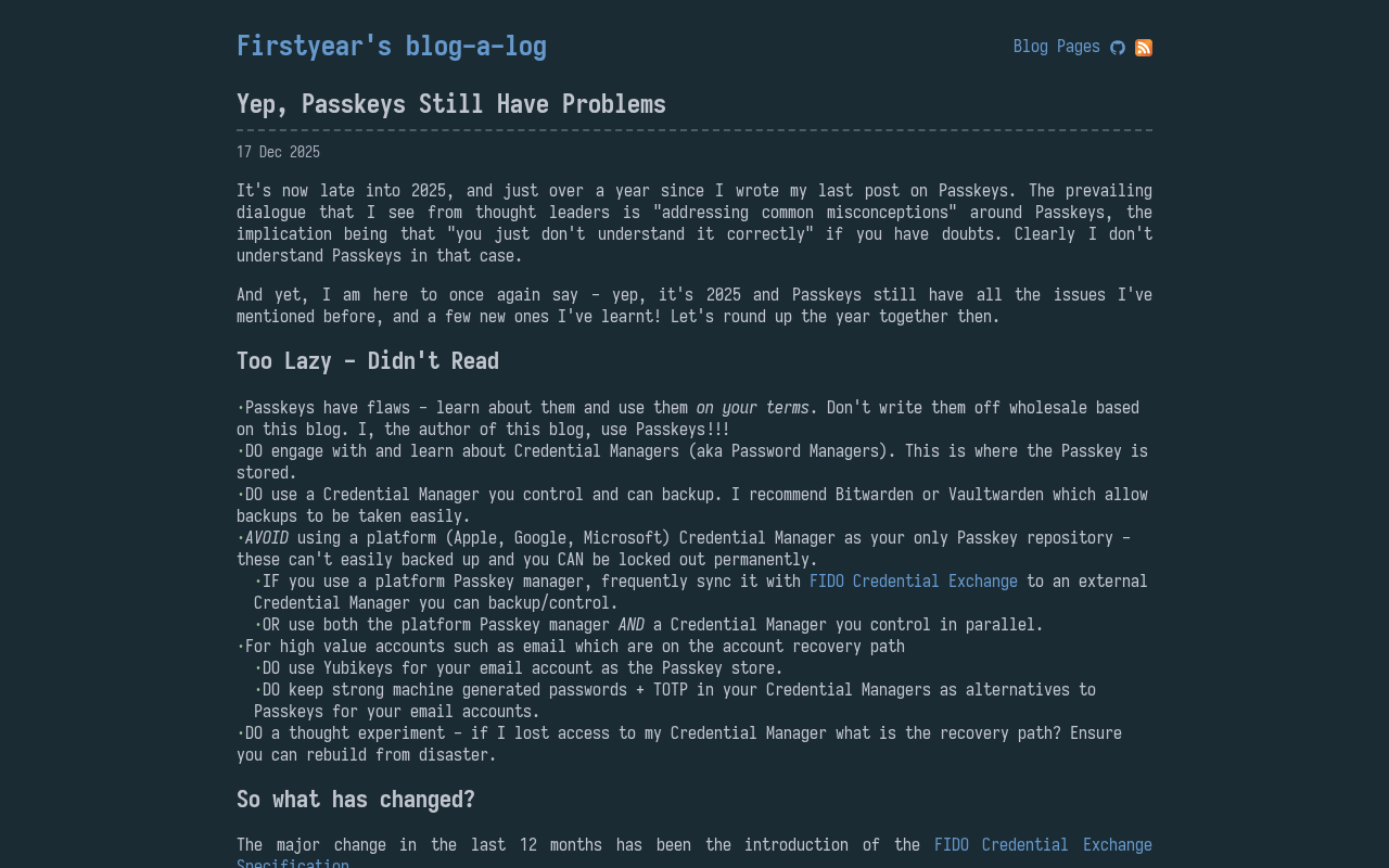 Screenshot of Yep, Passkeys Still Have Problems