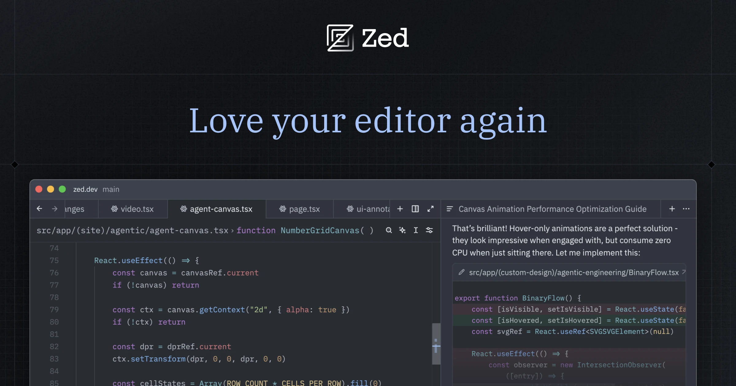 Screenshot of Zed — Love your editor again